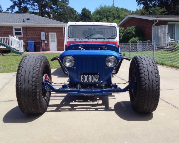 Custom Postal Jeep with two 355 ci Chevy V8 engines
