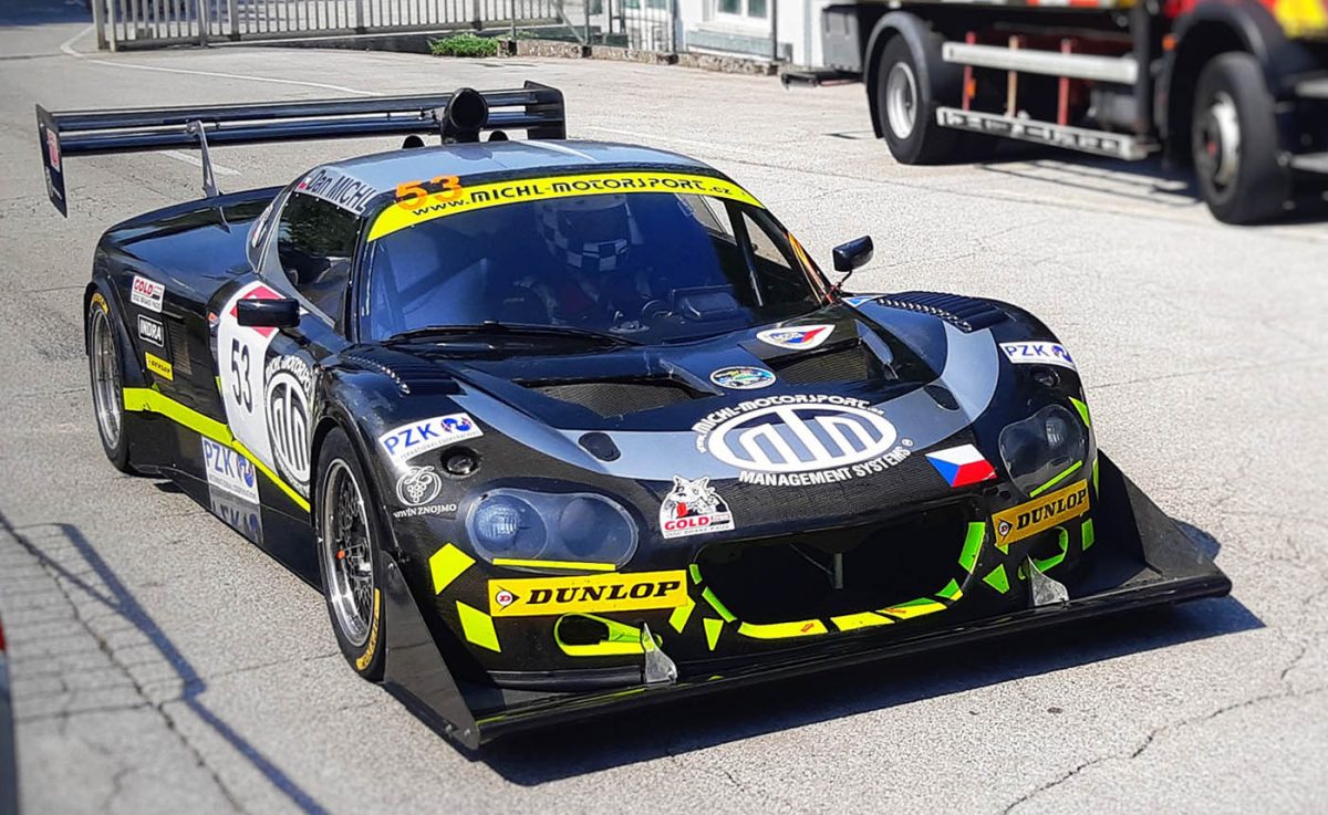Lotus Elise with a Hartley V8 Races Ilirska Bistrica Hillclimb