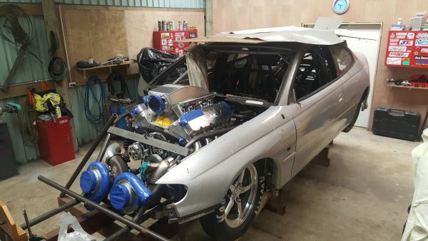 Holden Monaro dragster with a twin-turbo Chevy big-block V8