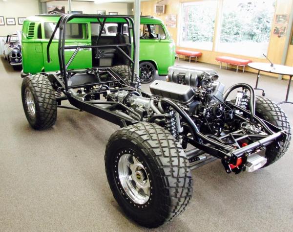 Divers Street Rods custom chassis with a 502 ci Chevy big-block V8 for a 1950 Jeepster