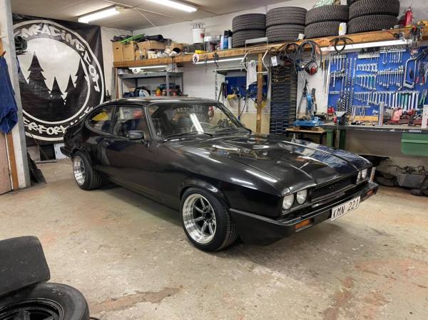 Ford Capri built by Skogen Racing with a turbocharged 5.0 L V8