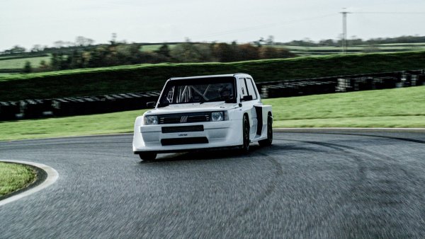 custom 4WD Fiat Panda race car built by M-Sport with a turbocharged 1.6 L Ecoboost inline-four