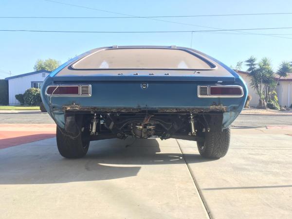 back of a 1973 Ford Pinto showing a 8.8-inch rear end