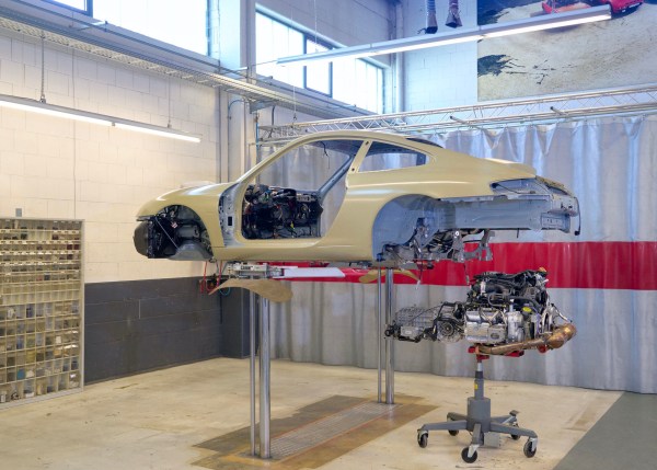 Porsche 911 Classic Club Coupe being built with a 996.2 GT3 3.6 L flat-six and six-speed manual transaxle